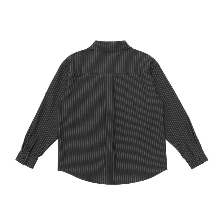 Unisex Gestreifte Hemdjacke mit Reverskragen und Pattentasche Drune