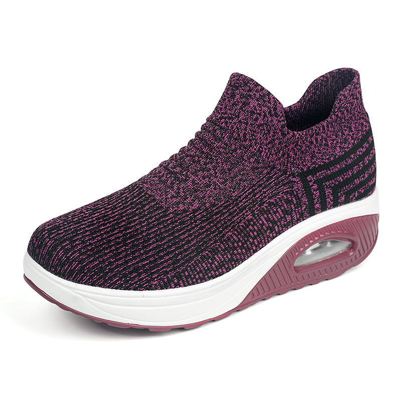 Damen nan gestrickter Schlupf-Walking-Sneaker mit anatomischer Pronationsstütze, Luftpolster-Zwischensohle und sockenähnlichem Schaft Drune