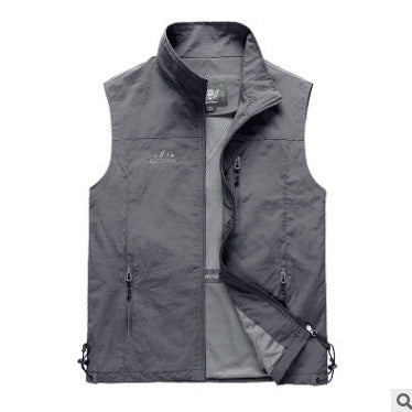 Herren Utility-Outdoorweste mit atmungsaktivem Meshfutter, Reißverschluss‑Taschen und verstellbarem Saum Drune