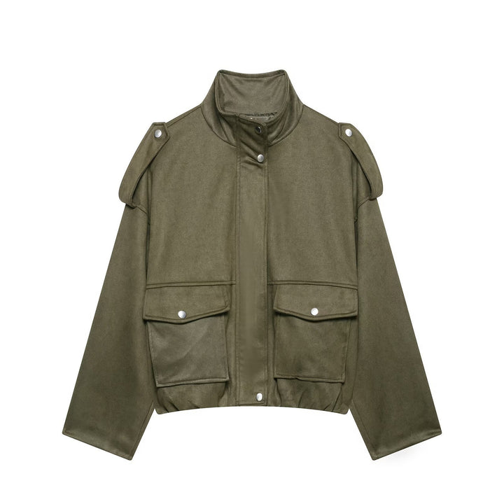 Damen Modische Kurzjacke mit Taschen