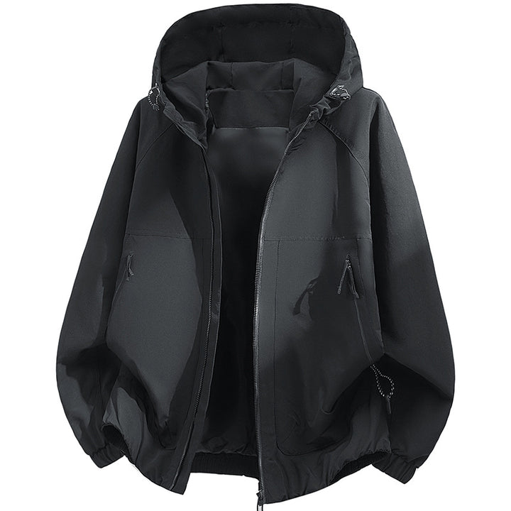 Herren Oversized Kapuzen‑Softshelljacke mit technischer Oberfläche und Kordelzugsaum Drune