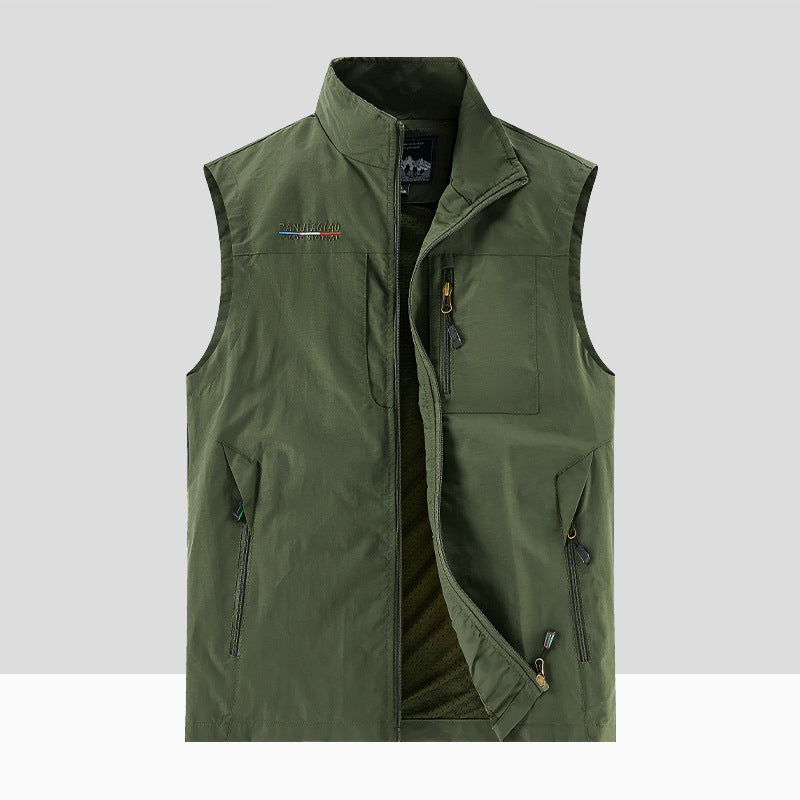 Herren Leichte Atmungsaktive Outdoor-Softshellweste mit Mesh-Innenfutter und Mehrfach-Reißverschlusstaschen Drune