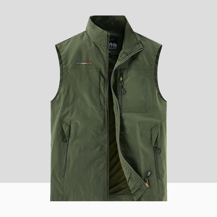 Herren Leichte Atmungsaktive Outdoor-Softshellweste mit Mesh-Innenfutter und Mehrfach-Reißverschlusstaschen Drune