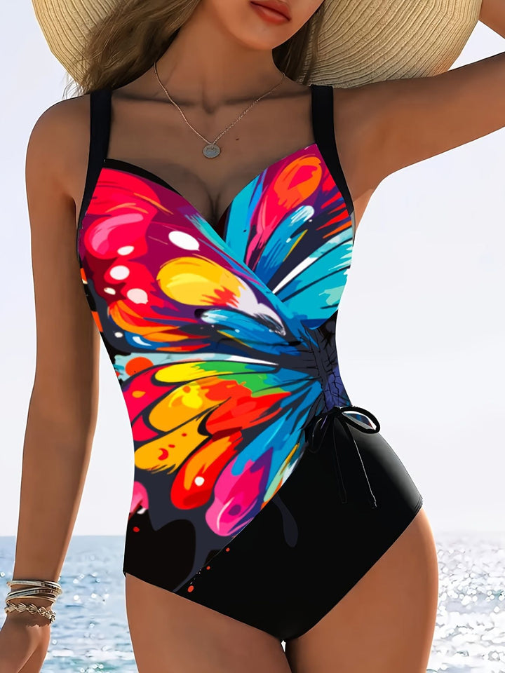 Damen Einteiliger Schwimmanzug mit kreativen Raffungselementen Drune