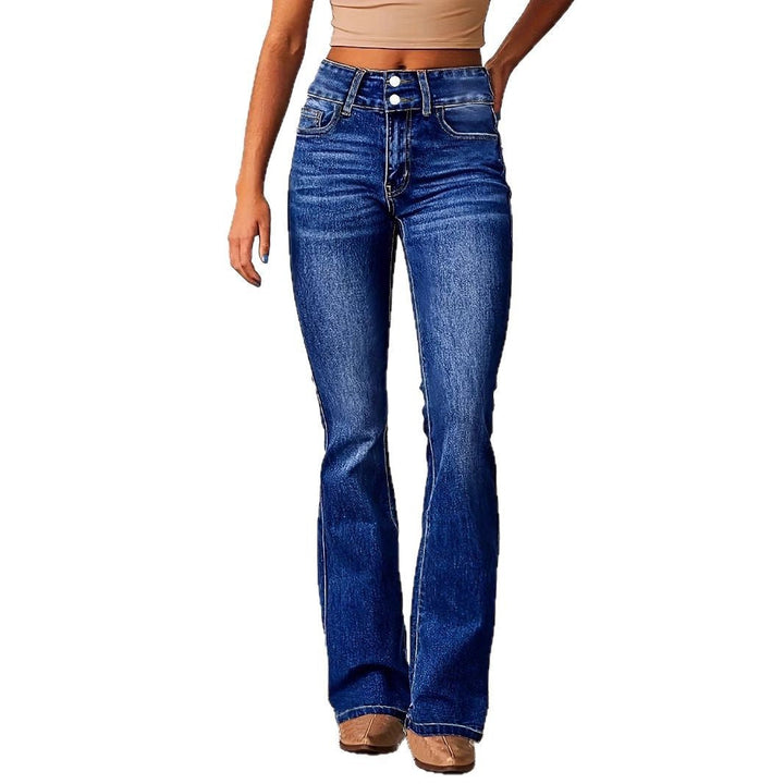 Damen Bootcut Jeans mit hohem Bund und modernem Waschung Drune