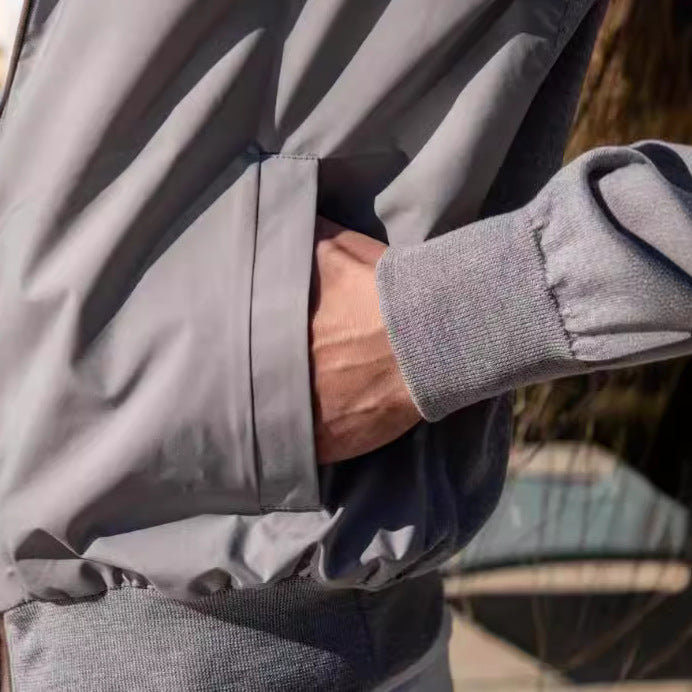 Herren modische Leichtjacke mit Stehkragen und praktischen Taschen Drune