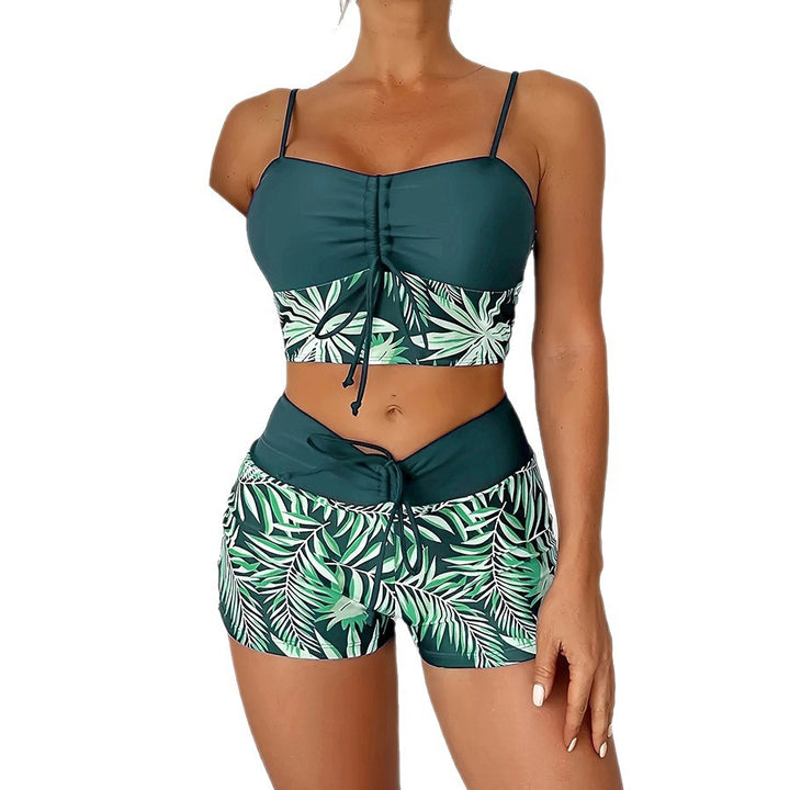 Damen Crop-Top Bikini mit floralem Design und bequemen Shorts Drune