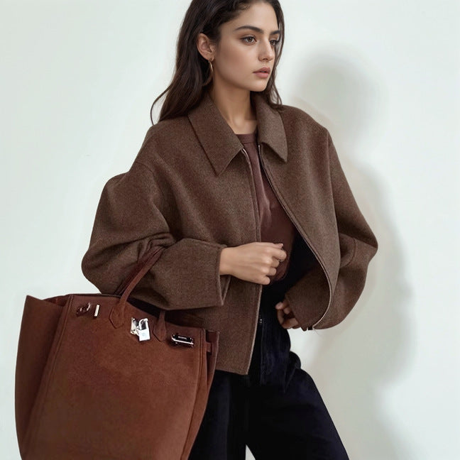 Damen Trendige cropped Jacke aus Wollmix Drune