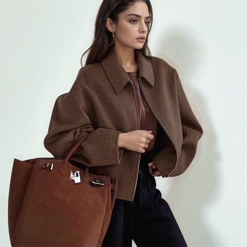 Damen Trendige cropped Jacke aus Wollmix Drune