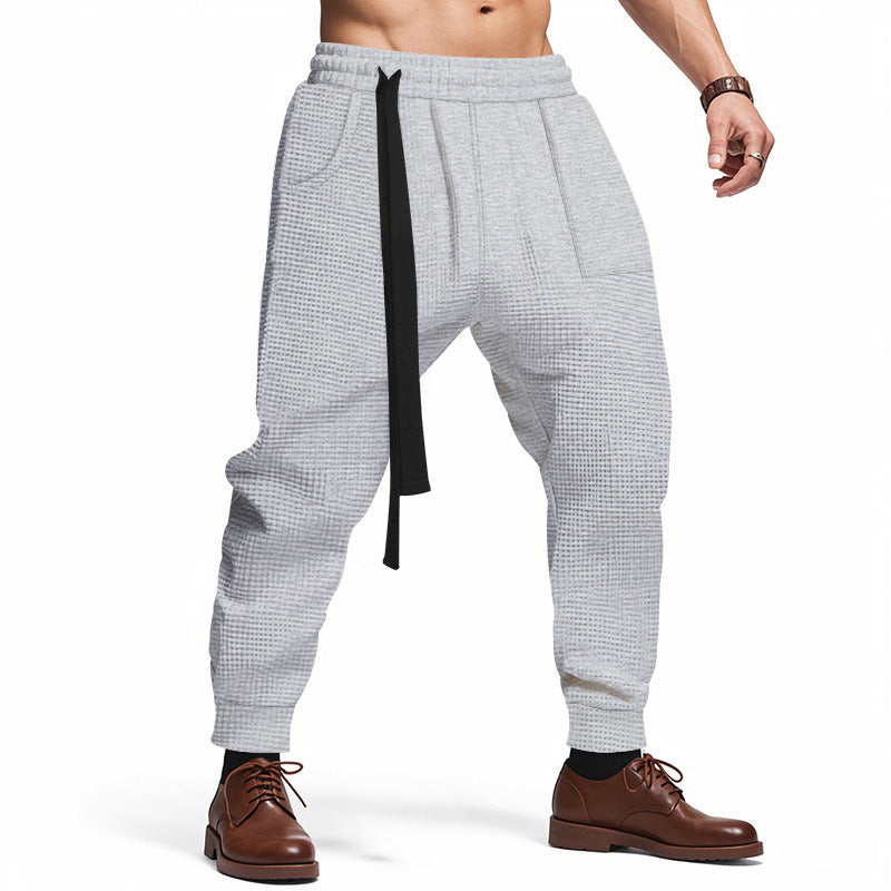 Herren Bequeme Waffelstruktur Jogginghose mit Kordelzug Drune