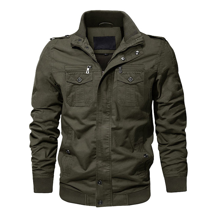 Herren  Canvas-Utility-Blouson mit hochgeschlossenem Stehkragen, Pattentaschen und elastischem Saum Drune
