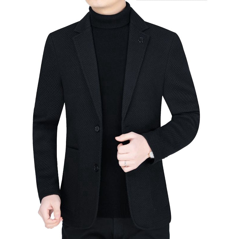 Herren Unstrukturiertes Slim-Fit ReisDrunelazer aus strukturierter Strickoptik mit aufgesetzten Taschen Drune