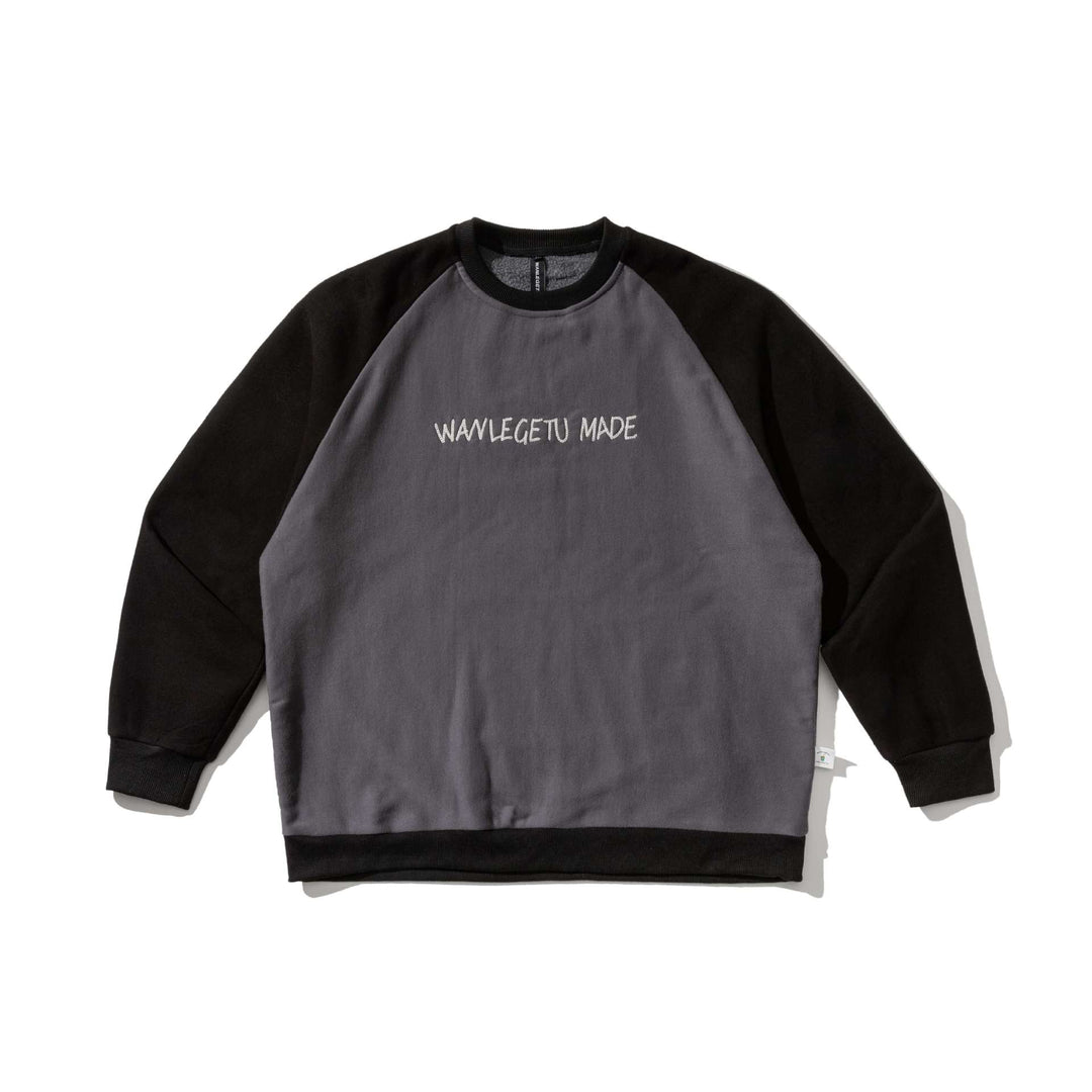 Herren Raglan-Sweatshirt mit gesticktem Logo und Kontrastärmeln aus leichtem Frottee Drune