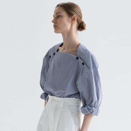Damen modische Bluse mit innovativen Knopfdetails Drune