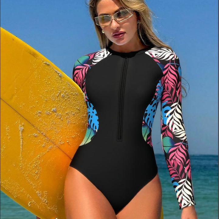 Damen Langärmliger Schwimmanzug mit floralem Design Drune