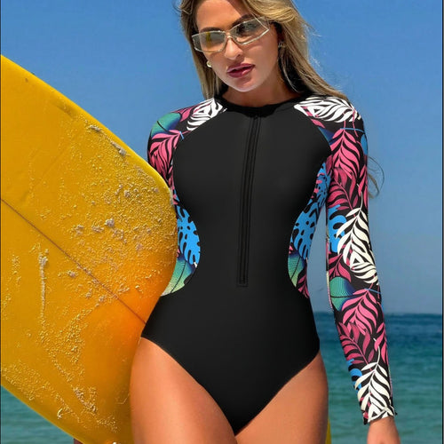 Damen Langärmliger Schwimmanzug mit floralem Design Drune