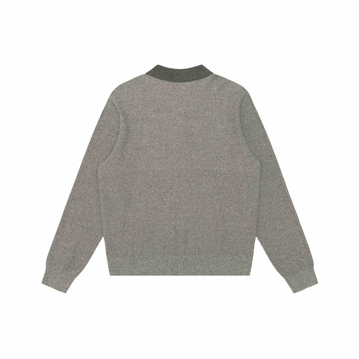 Unisex Strukturierter Polokragen-Strickpullover mit Halbknopfleiste Drune