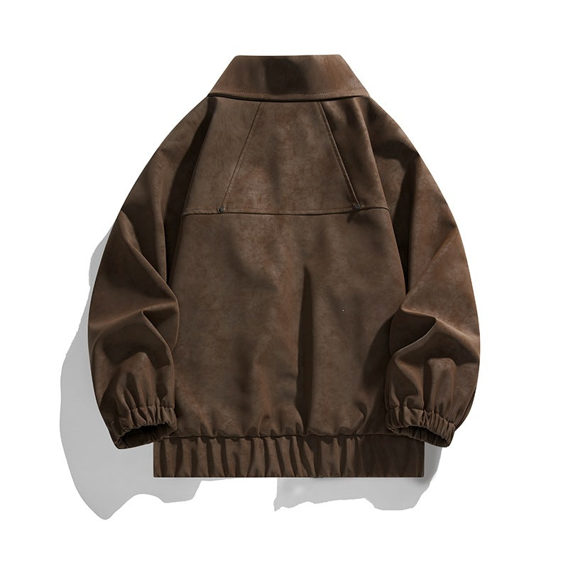 Herren Kunstvelours‑Bomberjacke im Oversize‑Boxy‑Cut mit Zwei‑Wege‑Reißverschluss & elastischem Saum Drune