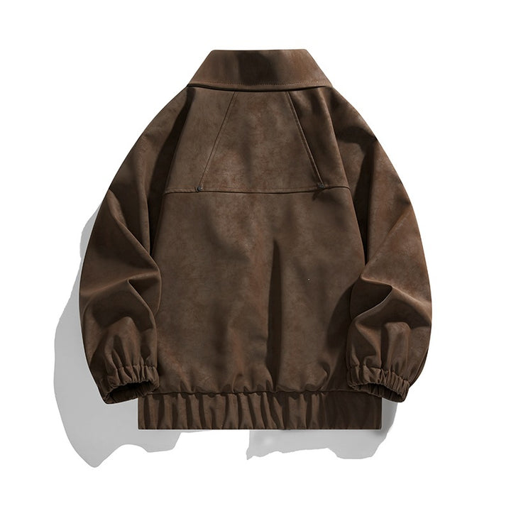 Herren Kunstvelours‑Bomberjacke im Oversize‑Boxy‑Cut mit Zwei‑Wege‑Reißverschluss & elastischem Saum Drune