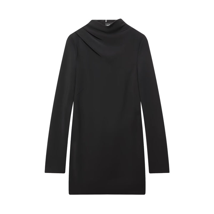 Damen Enganliegendes Minikleid mit drapiertem Stehkragen Drune