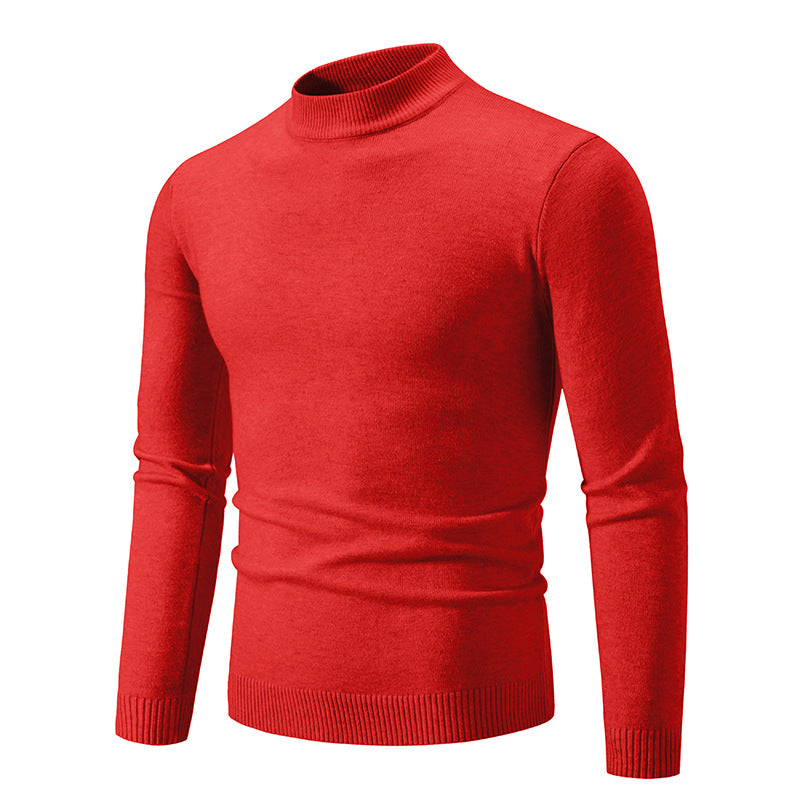 Herren Schmal geschnittener Feinstrick‑Mockneck‑Pullover mit geripptem Kragen und Saum Drune