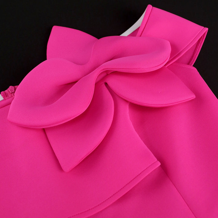 Damen Off-Shoulder Cocktailkleid mit großer Schleifenapplikation Drune