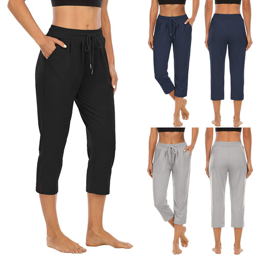 Damen nan komfortable Loungehose mit hohem Bund Tunnelzug Seitentaschen und leichtem Stretch Drune