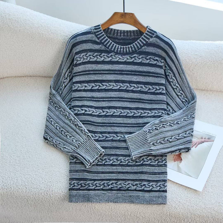 Damen Strickpullover mit strukturiertem Zopfmuster und lässigem Schnitt Drune