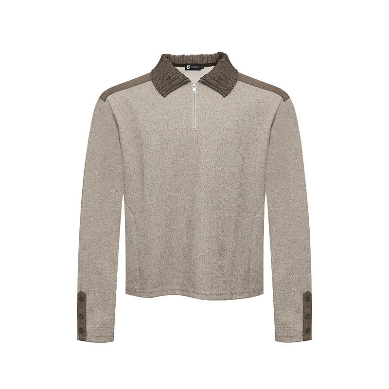 Damen Langarm-Poloshirt mit Halbzip, Kontrastschultern und Knopfmanschetten Drune