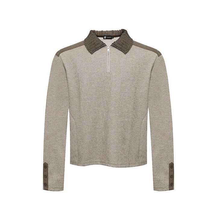 Damen Langarm-Poloshirt mit Halbzip, Kontrastschultern und Knopfmanschetten Drune