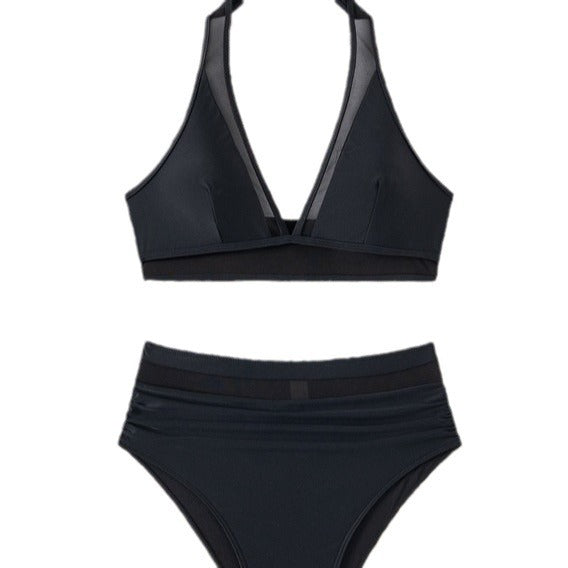 Damen Hochtaillierter Bikini mit transparenten Einsätzen und raffiniertem Schnitt Drune