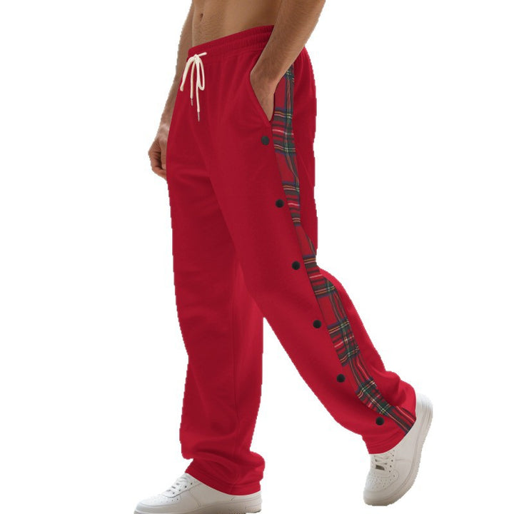 Herren Sportliche Jogginghose mit Karomuster und Druckknopf-Detail Drune