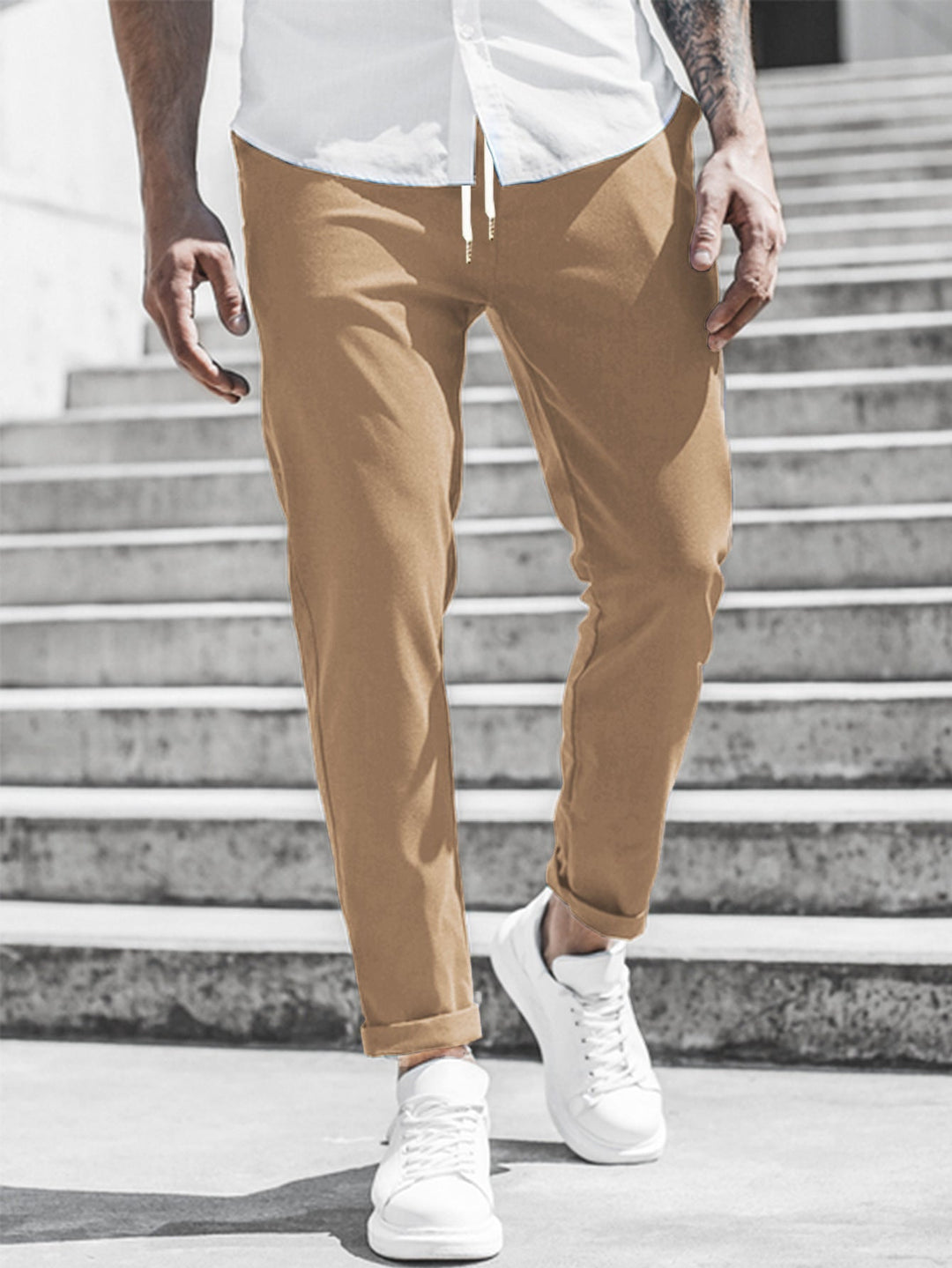 Drune Herren Freizeithose mit Kordelzug und Seitentaschen