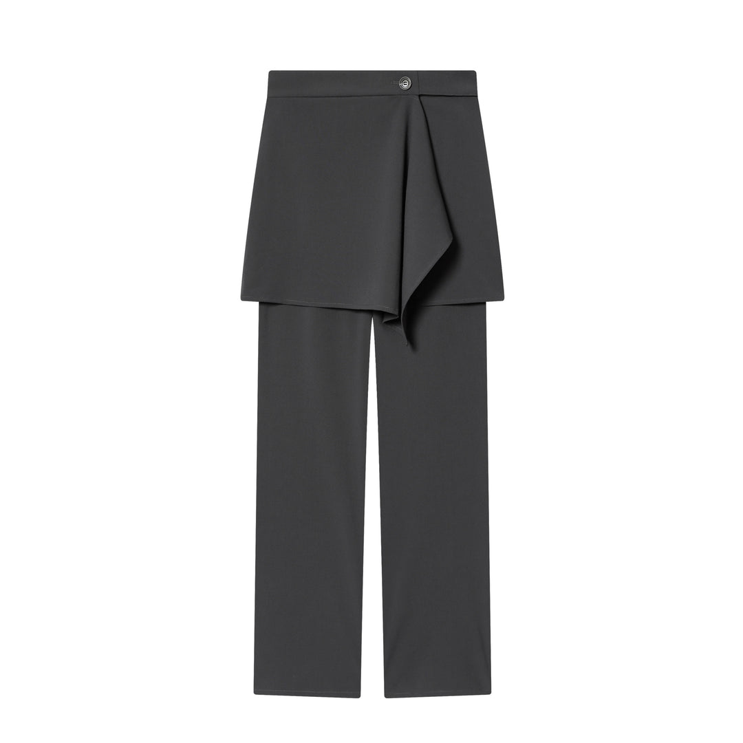 Damen nan weite Highwaist-Hose mit asymmetrischem Wickelrock-Overlay und weitem Bein Drune