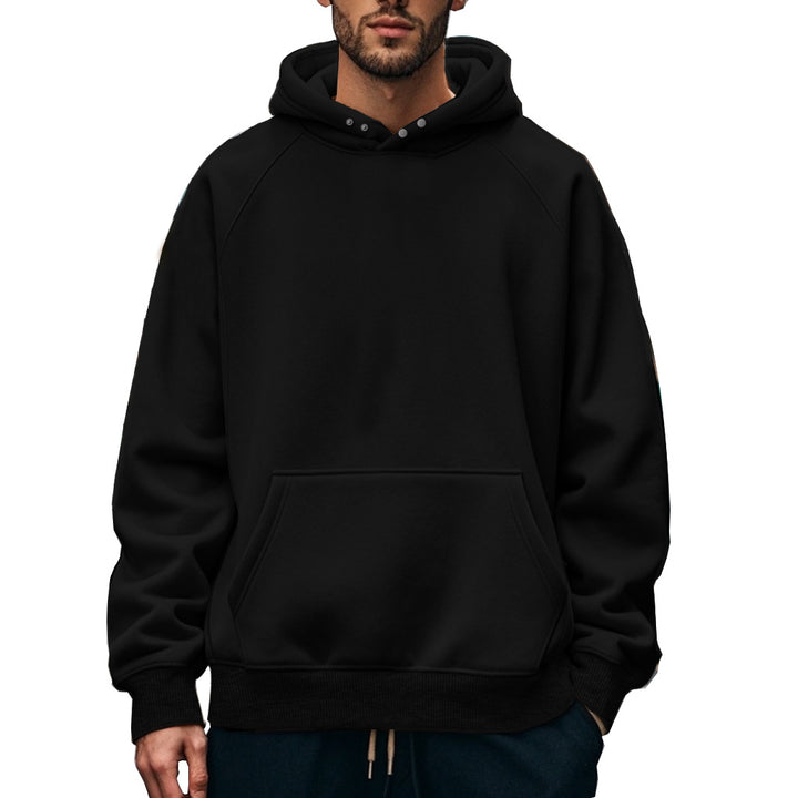 Unisex nan weicher Baumwollfleece Kapuzenpullover mit Kängurutasche und Raglanärmeln Drune