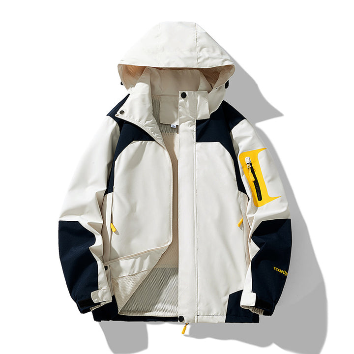 Herren winddichte Softshell-Outdoorjacke mit verstellbarer Kapuze, verschließbarer Ärmeltasche und atmungsaktiver Membran Drune