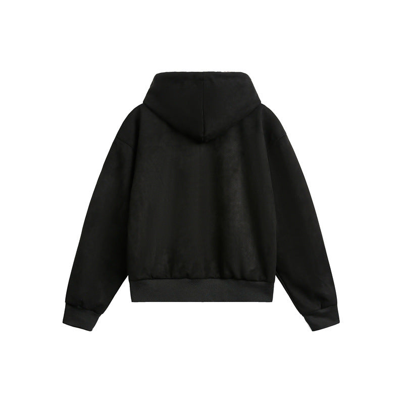 Damen Oversize-Kapuzen-Sweatjacke mit Reißverschluss und gefütterter Leoparden-Kapuze Drune