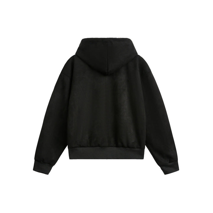 Damen Oversize-Kapuzen-Sweatjacke mit Reißverschluss und gefütterter Leoparden-Kapuze Drune