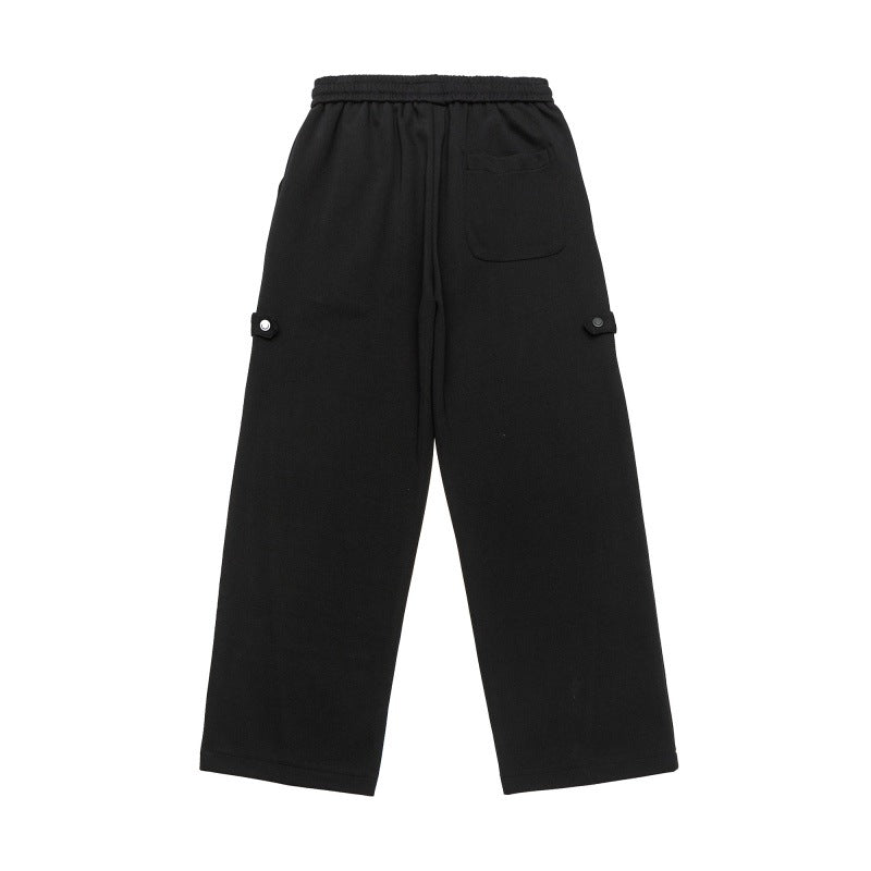 Unisex Weite Cropped-Sweathose im Cargo-Stil mit Tunnelzugbund und aufgesetzten Taschen Drune