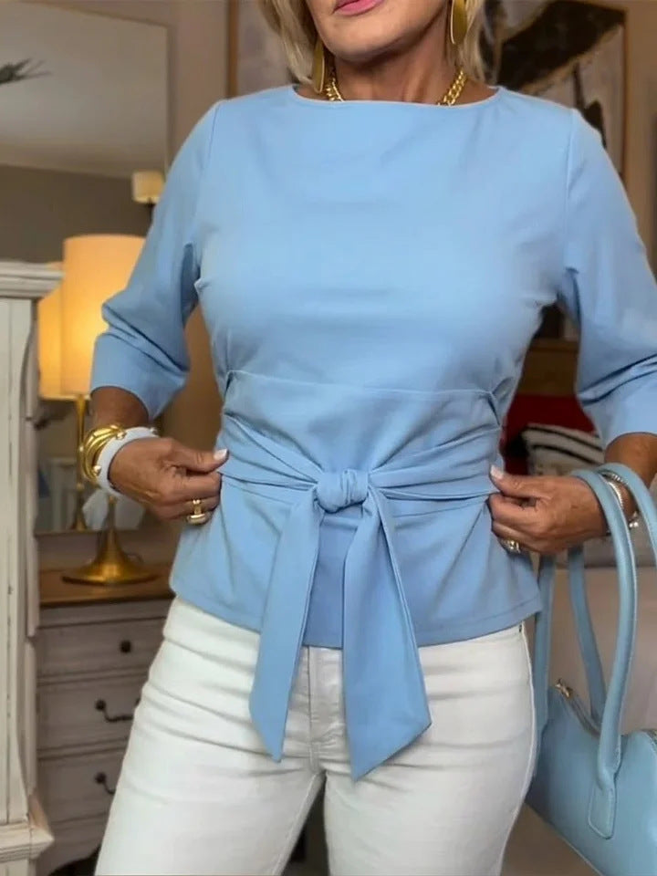 Damen Elegante Bluse mit Schleifen-Detail Drune