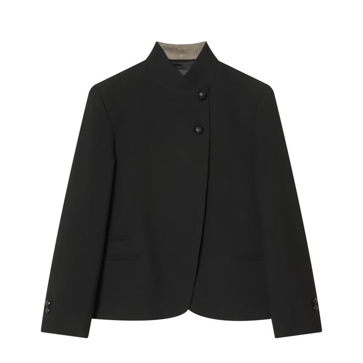 Damen Taillierter Kurzblazer mit Stehkragen und asymmetrischer Knopfleiste Drune