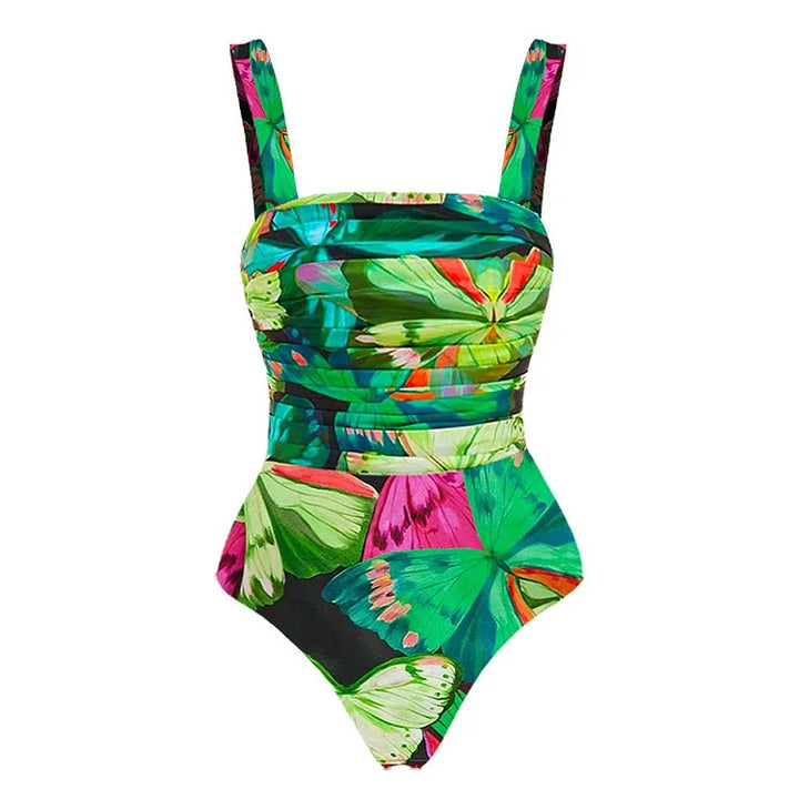 Damen Floral Druck Einteiler-Badeanzug Drune
