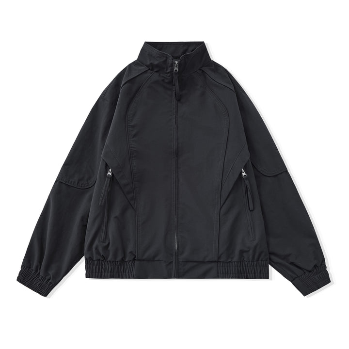 Damen Kurze Boxy‑Utility‑Jacke mit ergonomischen Teilungsnähten, hohem Stehkragen und Kordelzug Drune