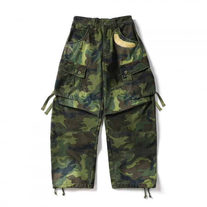 Unisex Locker geschnittene Cargo-Hose mit Bananen-Applikation, großen aufgesetzten Taschen und verstellbarem Saum Drune