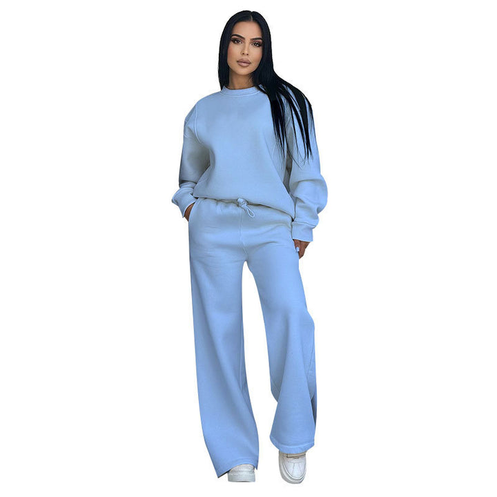 Damen nan Lounge-Set mit Oversize-Rundhalsausschnitt und hochgeschnittener Jogginghose mit weitem Bein Drune