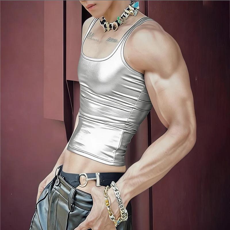 Damen nan tailliertes Glanz-Tanktop mit Racerback und feiner Nahtverarbeitung Drune