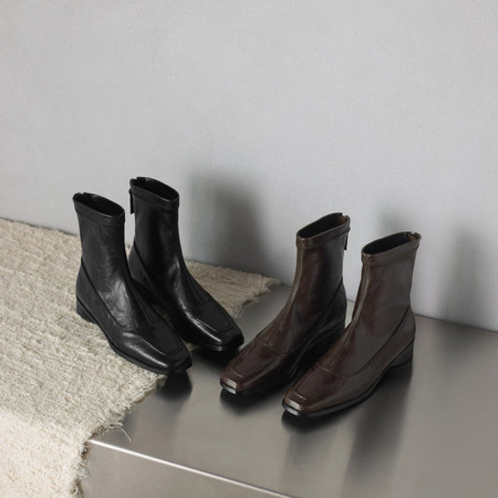 Damen Modische Leder-Stiefeletten mit elegantem Schnitt Drune