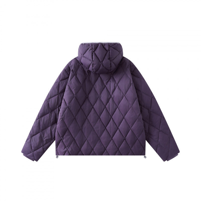 Damen Quilt-Steppjacke mit Kapuze, Diamantsteppung und verstellbarem Saum Drune