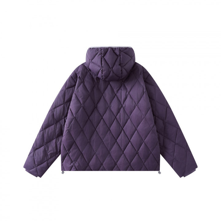 Damen Quilt-Steppjacke mit Kapuze, Diamantsteppung und verstellbarem Saum Drune