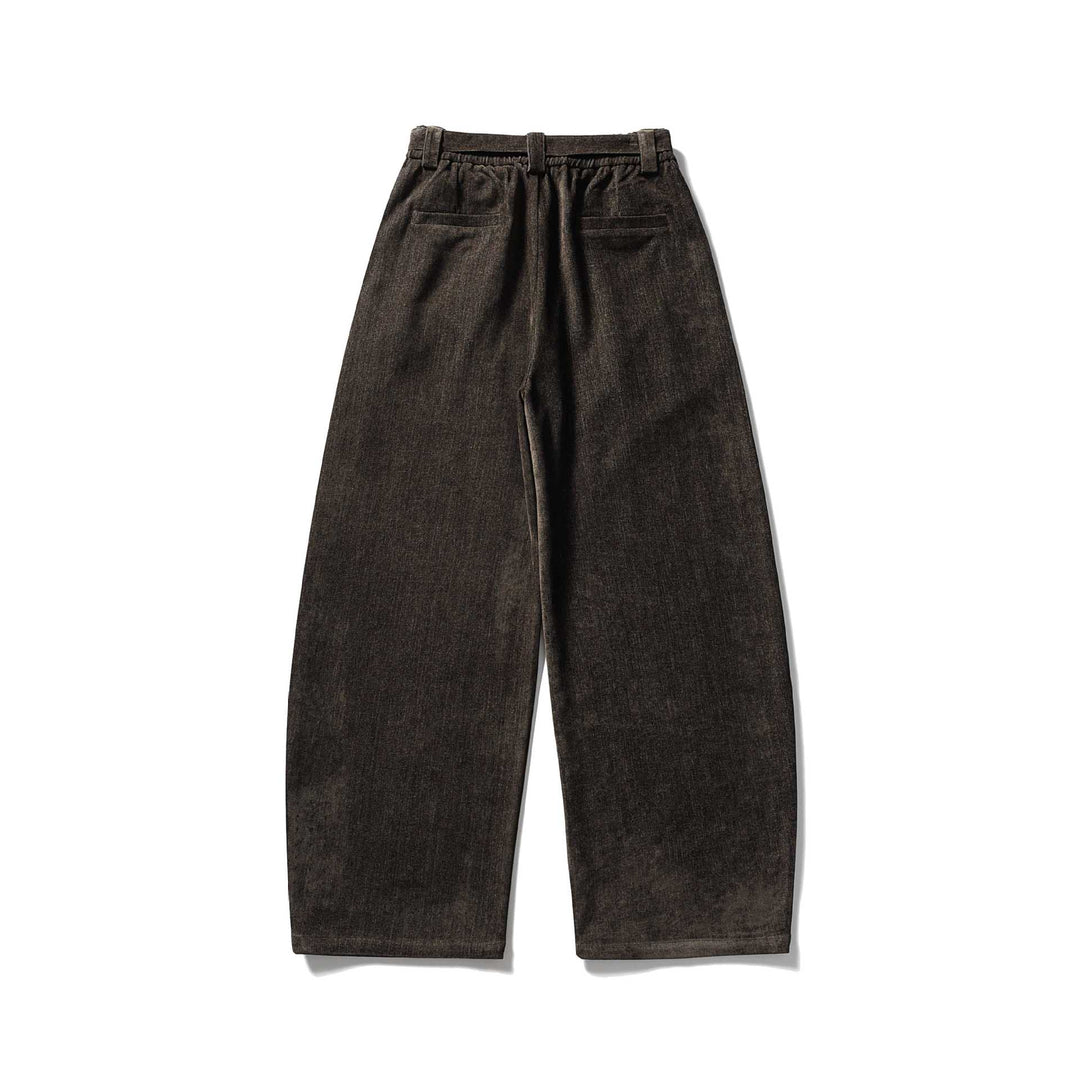 Damen Weite Hochtaillierte Bundfaltenhose mit Gürtel Drune